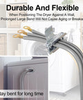 Heavy Duty 30 Amp 3 Prong Dryer Cord, 10 Foot Appliance Power Cable with ring terminal connectors shown in flexible bent position