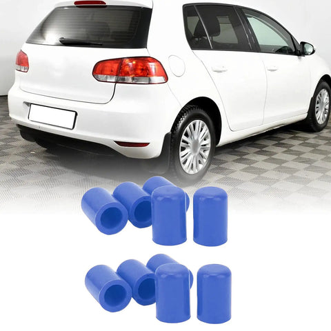 10 Pack Silicone Intake Vacuum Hose Caps For 16mm Car Vacuum Lines Durable Universal End Caps Blue with car background