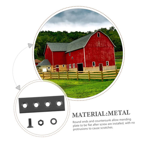 Sliding Barn Door Track Connector Kit Hardware For Smooth Operation No Fuss All In One Rail Connecting Plates Set For Barn Door Installation And Replacement Durable Metal Hardware For Modern Home Renovation in black metal with screws and washers