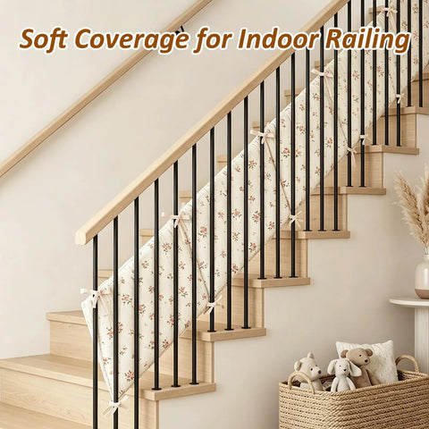 Built Tough Quilted Wall Padding Panels 4 Pack Thick Cushion Guards with Secure Tie Straps on indoor railing for scratch defense.