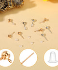 320 Piece Ball Post Earring Stud Set For Jewelry Making, Round Ball Posts With Silicone Ear Plugs, Safe Rust Resistant Metal, Lightweight And Skin Friendly For Women And DIY Jewelry Projects. gold and silver stud posts with clear backs