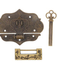 Old School Vintage Hasp Lock With Key And Screws For Jewelry Boxes And Storage Chests Zinc Alloy Sturdy Metal Latch Clasp