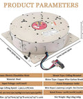 Electric Chandelier Hoist parameters with steel base, remote control setup, and cable connection for Top Shelf Heavy Duty Ceiling Hoist.