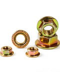 M8 1.25mm Anti Loosening Serrated Hex Flange Lock Nuts Yellow Zinc Plated Full Thread 30 Piece Value Pack For Home DIY Projects