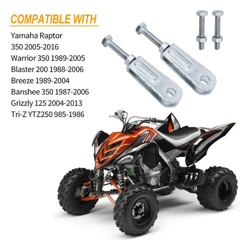 Heavy Duty Wheel Chain Puller Adjuster Tensioner Kit For Yamaha Raptor 350 Warrior 350 Blaster 200 Banshee 350 Grizzly 125 Atv highlighted with compatible models.