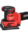 Cordless Eighteen Volt Quarter Sheet Finish Sander With Pro Grade Dust Collector And Variable Speed Dial For Easy Sanding Jobs And Zero Hand Fatigue On All Day Grinds, side view showcasing compact design.