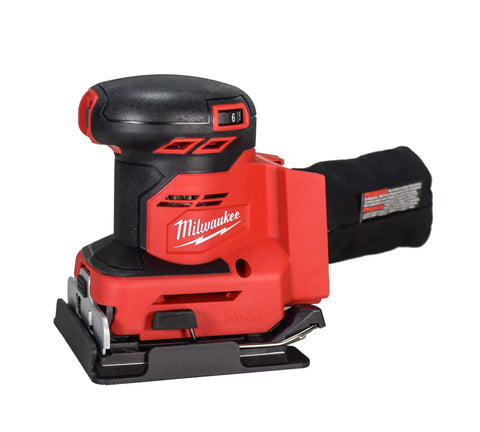 Cordless Eighteen Volt Quarter Sheet Finish Sander With Pro Grade Dust Collector And Variable Speed Dial For Easy Sanding Jobs And Zero Hand Fatigue On All Day Grinds, side view showcasing compact design.