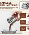 Hand pouring coffee grounds from Stainless Steel 51mm Coffee Dosing Cup For Espresso Machines into a filter, highlighting durability.