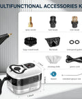 Multifunctional accessories kit for Ultra Powerful 2500W Handheld Steam Cleaner For Home, including brushes and nozzles.