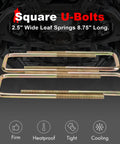 4 Pieces Square U Bolts 2.5 Inch Wide Leaf Springs 8.75 Inch Long For Chevrolet Silverado 1500 And GMC Sierra 1500 1988 To 2019 Heavy Duty Replacement Kit, square U-bolts shown