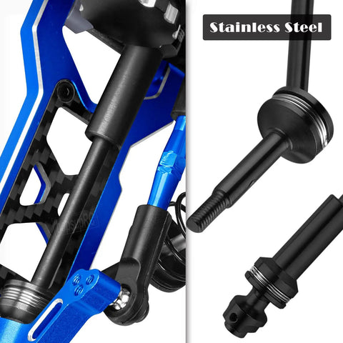 RC Upgrade Parts Kit For One Tenth Slash 2WD And Slash VXL 2WD, stainless steel driveshaft and components in navy blue