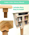 Outdoor Little Library Box With Stand And Nameplate, Weather Resistant Natural Wood Finish, Clear Doors To Keep Books Dry