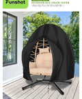 Waterproof Double Egg Chair Cover for Outdoor Hanging Swing Seats 91 By 80 Inches, covering beige egg chair on patio.