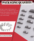 Half Moon Woodruff Key Set 205 Pcs Carbon Steel Assortment Kit with 12 sizes displayed on a white surface