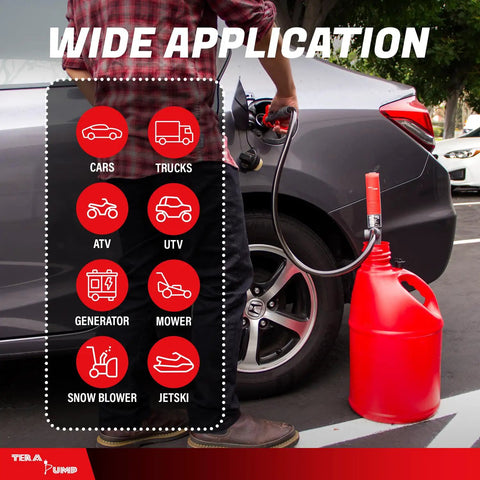 Fuel Transfer Pump With Quick Flow Control Nozzle Siphons Up To 2.6 GPM Dual Trigger Locking Nozzle For Gas Diesel And Watering Smooth Squeeze Operation For Fast Refuels And DIY Spill Free Transfers, car fueling