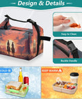 Cowboy Ride Desert Theme Insulated Lunch Bag with high capacity tote, easy to clean, buckle handle, keeps food warm or cold