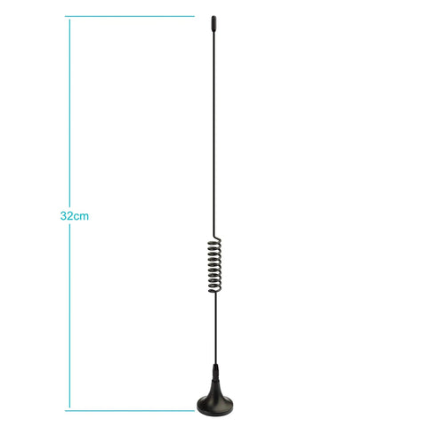 VHF UHF Ham Radio Antenna With Magnetic Base And BNC Male Connector Wide Frequency 20MHz To 1300MHz Includes 3m Cable 32cm tall