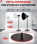 Round Base Light Stand Monopod for Cameras and Lighting, 79 Inch Tall, with weight capacity details in a studio setting.