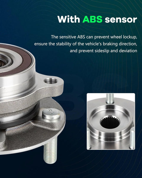 Close-up of Front Wheel Bearing Hub Assembly 513420 Fits Hyundai Elantra 2017 To 2020 Ioniq 2017 To 2022 with ABS sensor
