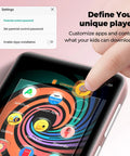 Finger touching screen of Kids Bluetooth MP3 Player With WiFi And 4.0 Inch Touch Screen Android Music Player, showing apps.