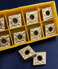 20 Pack CNMG431 Carbide Turning Inserts For Lathe Machining Steel And Stainless Steel With PVD Coating in yellow holder