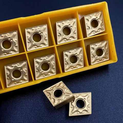20 Pack CNMG431 Carbide Turning Inserts For Lathe Machining Steel And Stainless Steel With PVD Coating in yellow holder