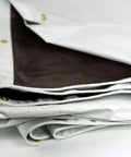 HydraTarp Super Beefy Heavy Duty 16 Mil Tarp, 18 By 24 Feet, showing reversible white and brown sides with brass grommets