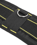 Heavy Duty Adjustable Tool Belt With Quick Release Buckle And Roomy Pouches Crafted From Tough 1200D Oxford Cloth close-up of buckle and stitching