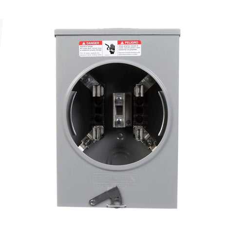135 Amp Meter Socket With Ringless Cover For Overhead And Underground Feeds, Four Jaw Ground Neutral Lugs, Horn Bypass, RX Hubs