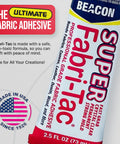 Packaging of Beefed Up Heavy Duty Fabric Adhesive For Indoor And Outdoor Use With Fast Grab And Quick Drying Crystal Clear Bond For Fabrics Wood Glass And More 2.5 Ounce Industrial Grade