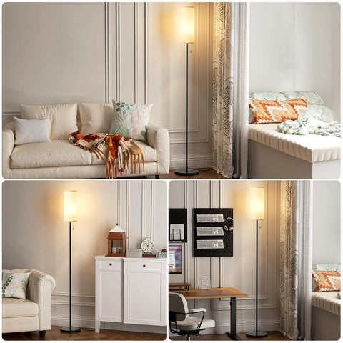 64 Inch Floor Lamp With LED Bulb, 3 Color Temperature 3000K 4000K 5000K, Beige Lampshade, Pull Chain in Living Room, Bedroom, Study