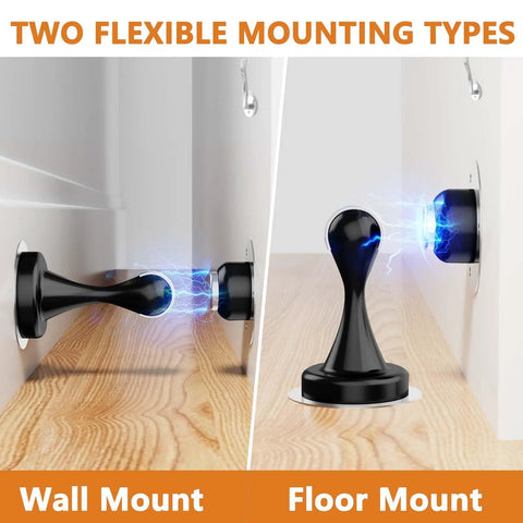 Soft Catch Magnetic Door Stopper For Bottom Of Door Stainless Steel Wall Or Floor Mount No Drilling Door Catch With 3D Adhesive Tapes