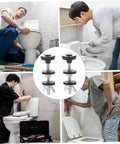 Collage showing Stainless Steel Toilet Seat Screws And Bolts Set For Quick Replacement used by people in home improvement projects.