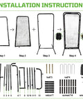 Installation instructions for Heavy Duty Freestanding Baseball Batting Cage Door With Steel Tube Frame And HDPE Mesh, Multi Locking System