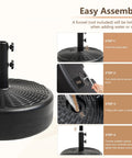 Beefy 70 Lb Weight Heavy Duty Water Fillable Umbrella Base Stand assembly instructions with close-up on filling process