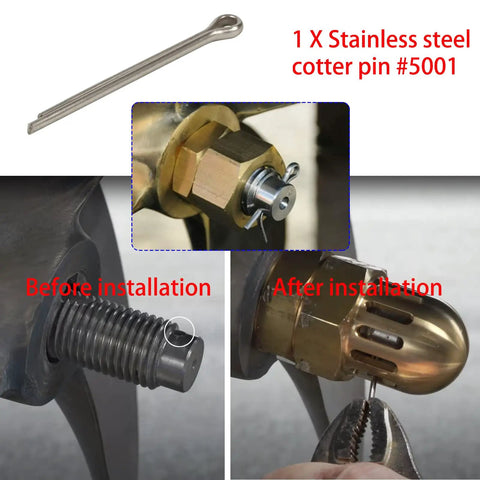 Beefy Inboard Prop Nut Kit With New Pin And Key For 1 Inch To 1 And One Eighth Inch Shafts Brass Boat Replacement, Premium Steel Build, Rust Resistant, Easy Install, Keeps Propeller Firmly Connected To The Shaft