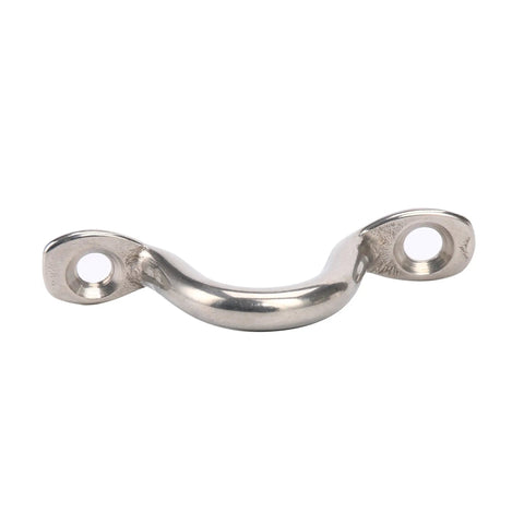 Stainless Steel Pad Eyes 6 Pack For Boat Rigging And Deck Tie Downs Bimini Top Eye Straps Kayak Deck Loops Footmans Loop Anchor Points Marine Hardware For Securing Gear, single pad eye close-up