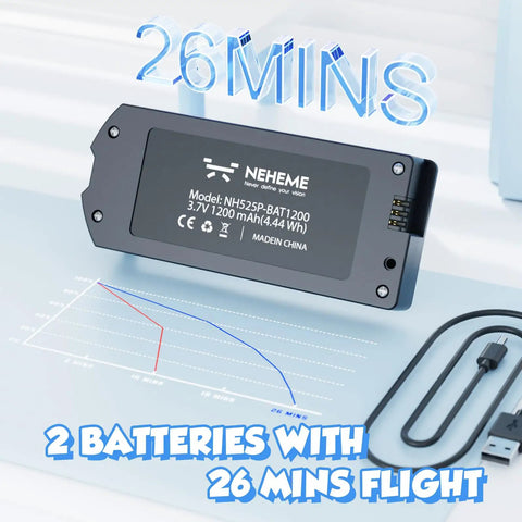 Battery for Awesome Beginner Friendly Drone With Camera For Kids And Adults 1080P HD RC Quadcopter providing 26 mins flight.