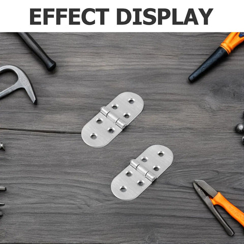Stainless Steel Butler Tray Hinges for Folding Furniture and Computer Desk 4 Pieces on wooden surface with tools
