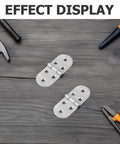 Stainless Steel Folding Table Hinges 4 Pack on wooden surface with tools, smooth quiet operation, 180 degree flip for furniture