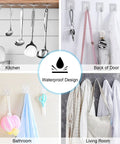36 Pack Heavy Duty Adhesive Wall Hooks That Hold Up To 22 Lbs Waterproof Removable No Nails Hangers For Doors Keys Bathrooms Kitchens Living Rooms Dorm Decor