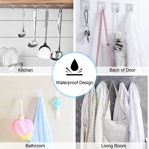 36 Pack Heavy Duty Adhesive Wall Hooks That Hold Up To 22 Lbs Waterproof Removable No Nails Hangers For Doors Keys Bathrooms Kitchens Living Rooms Dorm Decor