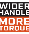 Wider handle more torque text promoting 8 Inch Adjustable Black Oxide Wrench With Hex Jaw For Secure Grips And Quick Tightening, Ergonomic Handle