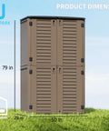 All Weather Outdoor Storage Cabinet For Backyards And Patios, Multi Purpose Horizontal Shed, 79 in tall, resin, brown