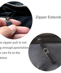 Zipper Pull Replacement Metal Handle Kit for Luggage and Bags 4 Pack Zinc Alloy With Steel Spring Vintage Black Gloss Finish shown installed