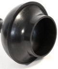 Heavy Duty Freestanding Toilet Brush And Plunger Combo, Matte Stainless Steel Floor Stand, black rubber plunger cup close-up.