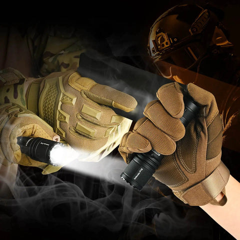 Defender P16 Tactical Flashlight With Dual Tail Switch, 1800 Lumens Rechargeable Handheld Light, 529 Yard Long Throw, Reversible Clip, Instant Strobe For Emergencies, Security Ready, Tough As Nails Outdoor Light