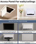 Access Panel For Drywall installation steps with Top Tier Heavy Duty 7x15 White Access Panel For Drywall With Push To Open Aluminum Alloy Frame.