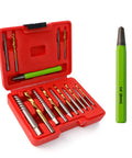 15 Piece Screw Extractor Set With Left Hand Drill Bits And Striker Gnarly Damaged Screw Removers From 1/8 To 19/64 Inch