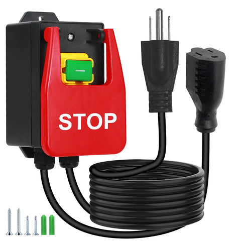 110V To 120V Single Phase On Off Paddle Switch For Table Saws And Router Tables With Extended 3M Power Cord And Receptacle